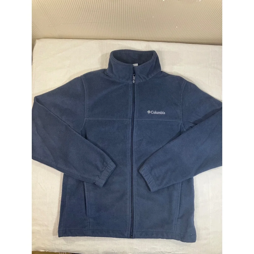 Columbia Mens Navy Blue Full Zip Fleece‎ Jacket Mock Neck Size M 00656-BV0-2011